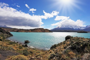 Turkuaz Gölü pehoe içinde park torres del paine, Şili