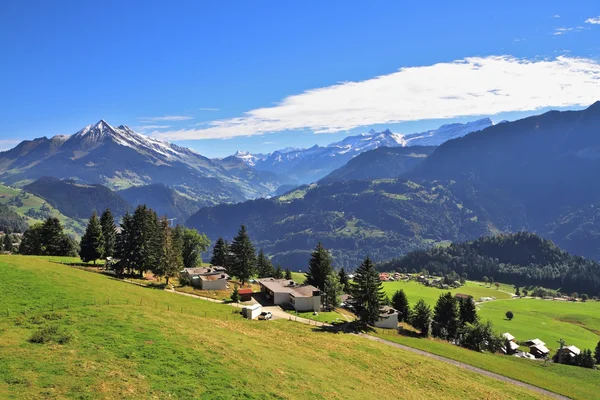 Rural houses chalets with red roofs — Stock Photo, Image