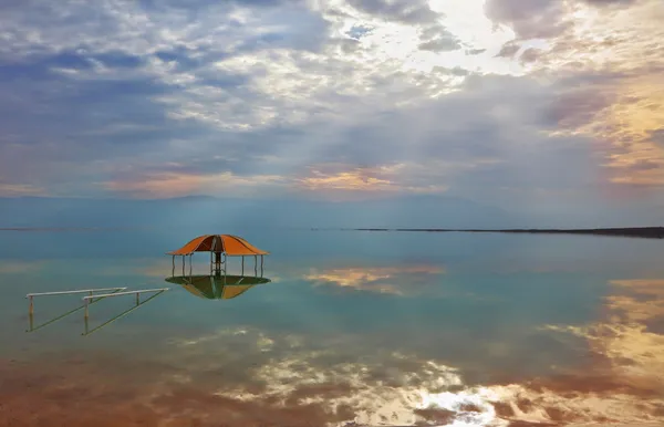 Red gazebo in the water — Stock Photo, Image