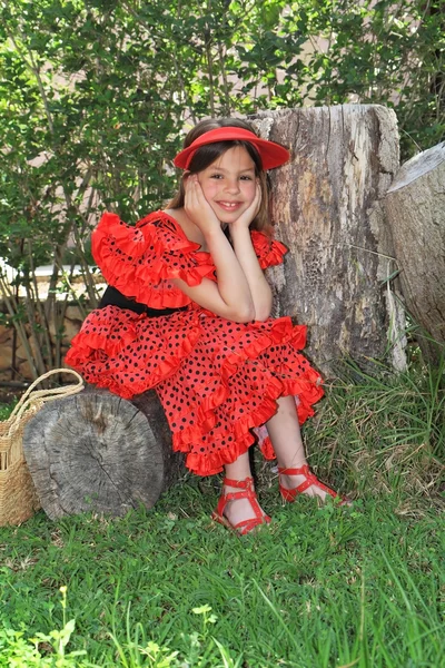 Дівчина одягнена в сукню танцюриста фламенко . — стокове фото