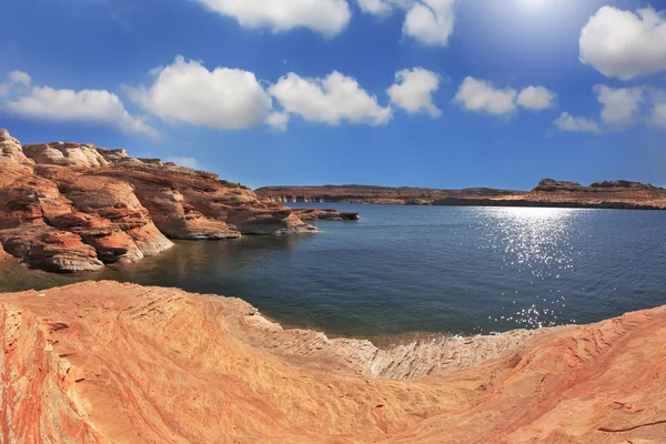 Foto scattata lente fisheye. Il lago Powell — Foto Stock