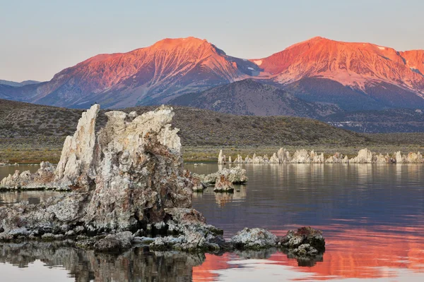 Lake shallow, in it set of picturesque reeves of the Tufa — Stock Photo, Image