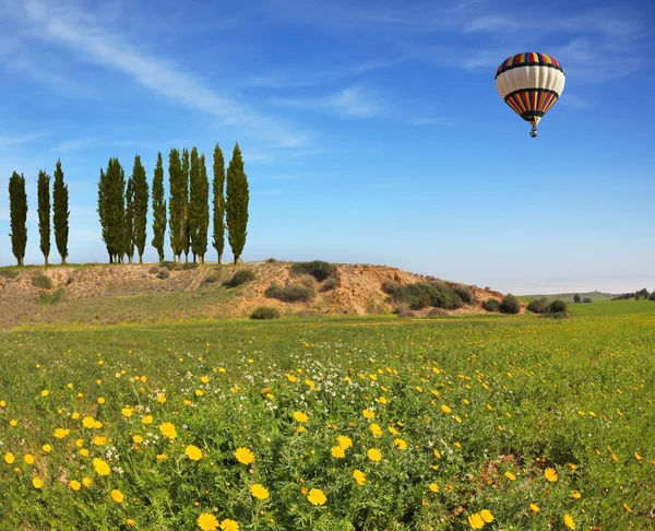 The huge balloon flying in the blue sky — Stock Photo, Image