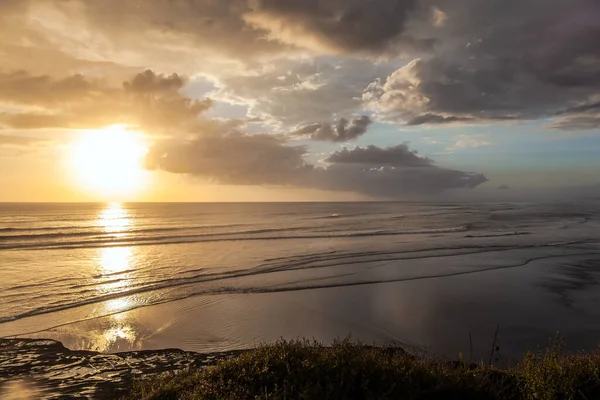 Solnedgång Muriway Beach Nya Zeeland Södra Halvklotets Magnifika Natur Begreppet — Stockfoto