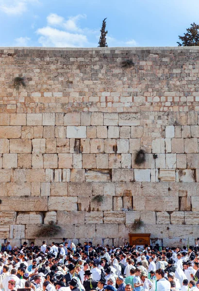 Důležitý Náboženský Židovský Svátek Obrovský Dav Modlících Židů Náměstí Před — Stock fotografie