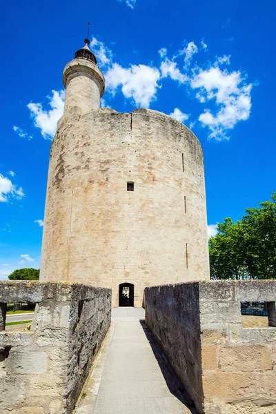 康斯坦斯的历史塔中世纪的Aigues Mortes港口的古城墙 法国地中海沿岸 积极旅游 历史旅游和摄影旅游的概念 — 图库照片