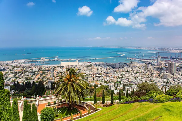 Ισραήλ Θέα Από Όρος Carmel Προς Διεθνές Λιμάνι Της Χάιφα — Φωτογραφία Αρχείου