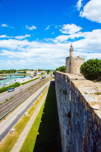 Античные Стены Средневекового Портового Города Мортес Судоходный Канал Впадает Средиземное — стоковое фото