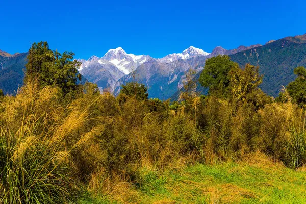 Picos Cobertos Neve Monte Cook Monte Tasman Nova Zelândia Ilha — Fotografia de Stock