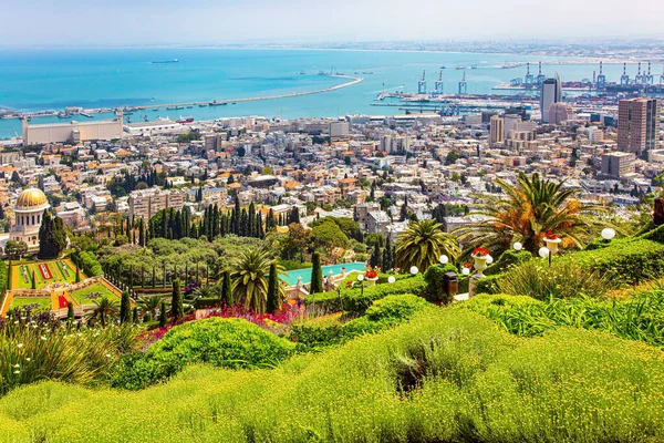 View Mount Carmel International Seaport Haifa Clear Sunny Day Sea — Stock Photo, Image
