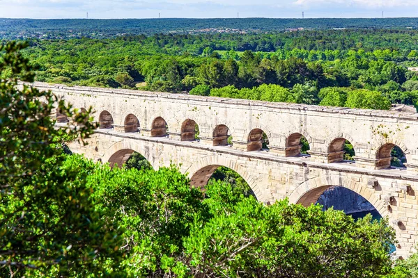Pont Gard Het Hoogste Romeinse Aquaduct Het Aquaduct Pont Gard — Stockfoto