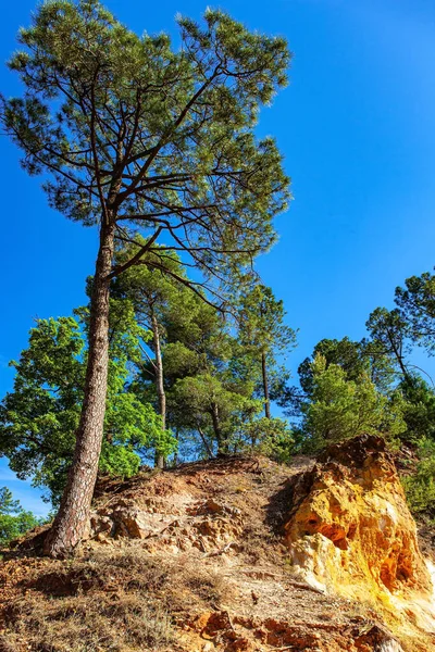 Francia Provenza Villaggio Roussillon Circondato Pittoresche Scogliere Ocra Ora Rocce — Foto Stock