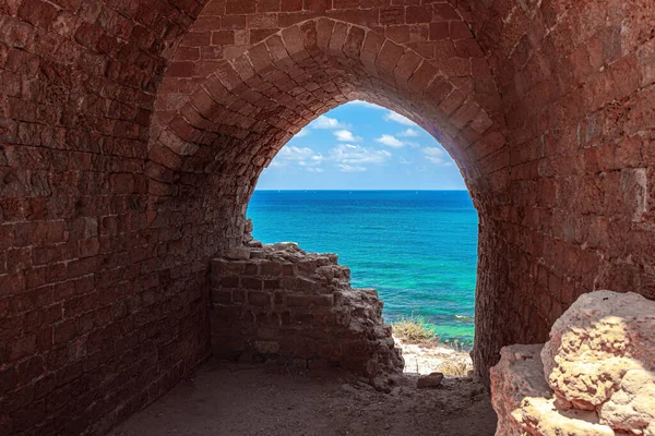 Ruínas Pitorescas Cidadela Medieval Arsuf Fortaleza Cruzada Costa Mediterrânica Apollonia — Fotografia de Stock