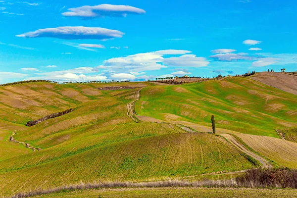 Viaja Toscana Día Soleado Comienzo Del Invierno Las Famosas Colinas —  Fotos de Stock