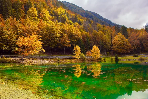 Осень Северной Италии Озеро Физине Большая Горная Цепь Доломитовых Альп — стоковое фото