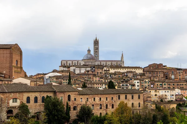 Medieval Center Siena Unesco World Heritage Site Campanile Bell Tower — стоковое фото