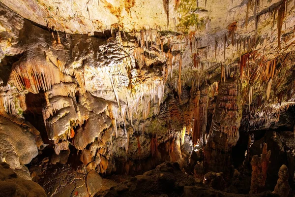 Grotte Postojna Fantastiquement Éclairé Palais Souterrains Avec Stalactites Stalagmites Lieux — Photo