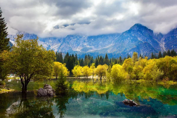 Dolomites Covered Clouds Lake Fuzine Northern Italy Magnificent Colors Autumn — Fotografia de Stock