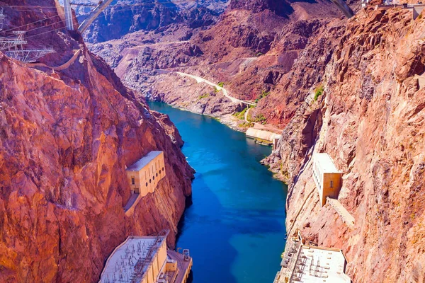 Грандіозне Інженерне Рішення Нижня Течія Річки Колорадо Будівництво Найдовшого Бетонного — стокове фото