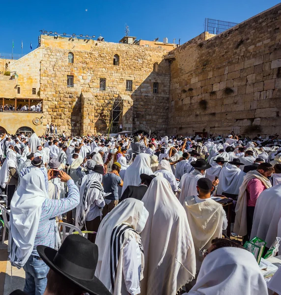 Cohenim Áldása Ünnepélyes Ünnepség Templomhegy Nyugati Lejtőjén Jeruzsálem Óvárosában Zsidók — Stock Fotó