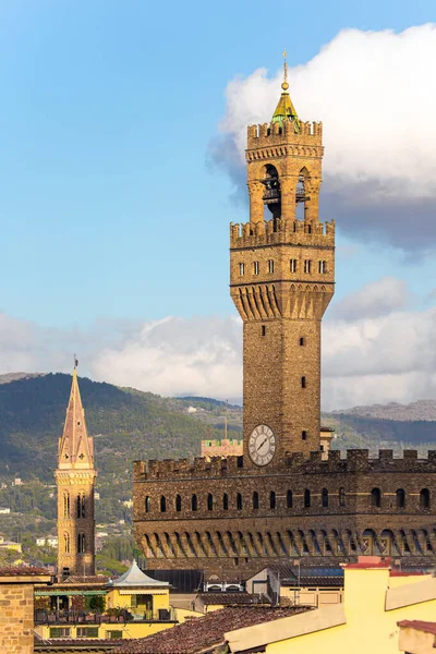 Palazzo Vecchio Och Klocktornet Florens Italien Magnifik Renässansarkitektur Taken Den — Stockfoto