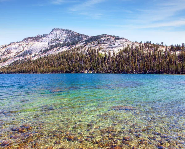 Yosemite Park Schöner Flacher Tenaya See Mit Klarem Wasser Entlang — Stockfoto