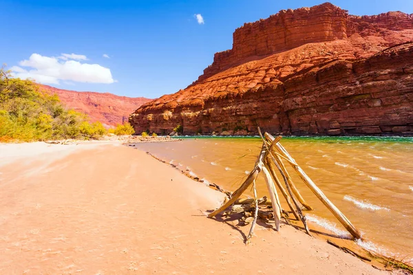 Construcción Ramas Secas Junto Río Lee Ferry Ferry Histórico Que — Foto de Stock