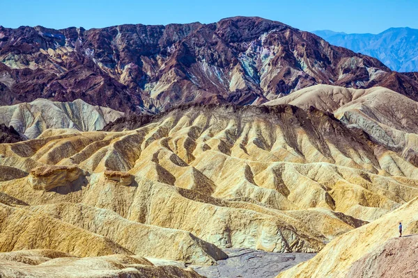 Pustynia Suchym Dnie Jeziora Dolina Śmierci Kalifornii Usa Punkt Zabriskie — Zdjęcie stockowe