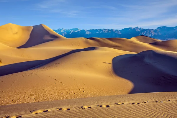 Kouzelné Pouštní Ráno Mesquite Flat Sand Dunes Duny Death Valley — Stock fotografie