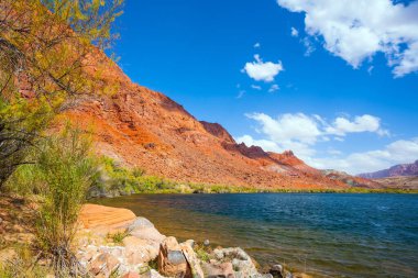 ABD. Lee 'nin Feribotu, Colorado Nehri' ni geçen tarihi bir feribot. Geniş nehir, akıntılar ve kırmızı kumtaşından dik kıyılar. İnanılmaz vahşi yaşam. Aktif, aşırı ve fotoğraf turizmi kavramı