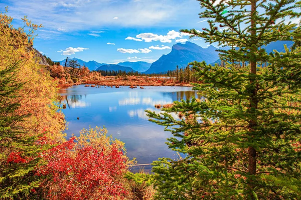 Indiase Zomer Rocky Mountains Van Canada Rood Geel Oranje Blad — Stockfoto