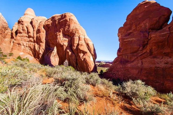 Olifanten Unieke Schoonheid Van Arches Park Schilderachtige Roodbruine Zandstenen Kliffen — Stockfoto