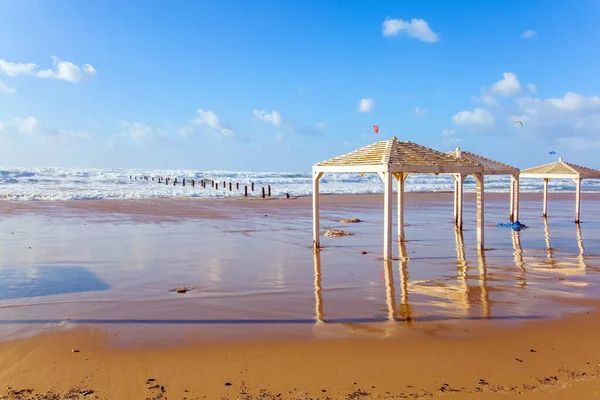 Winter Israel Windy Sunny Day Mediterranean Coast Embankment Tel Aviv — Stock Photo, Image