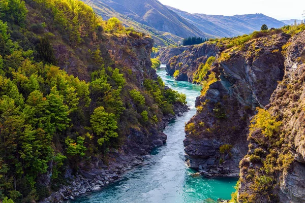 Picturesque Gorge River Kawarau Queenstown Cromwell River Bright Green Water — Stock Photo, Image