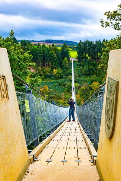 Magnífico Geyerlei Mais Longa Ponte Cabo Suspenso Alemanha Dia Outono — Fotografia de Stock