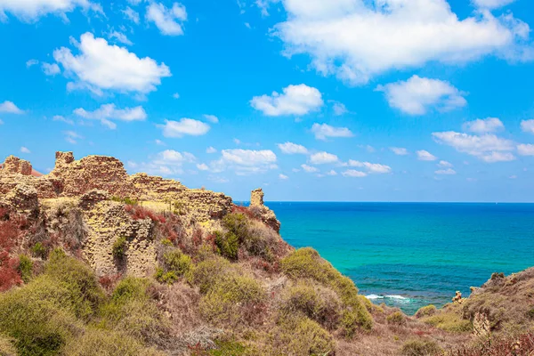 Apollonia Park Israel Costa Mediterrânica Surfe Mar Com Espuma Branca — Fotografia de Stock