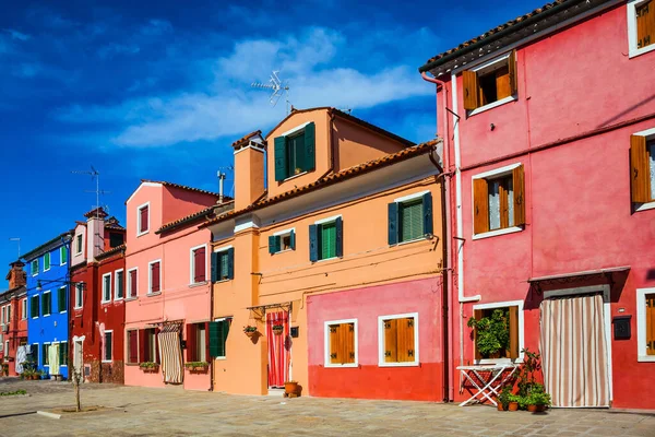 Burano Island Colorful Bright Houses Venice Facade Lovely Multi Colore — Stock Photo, Image