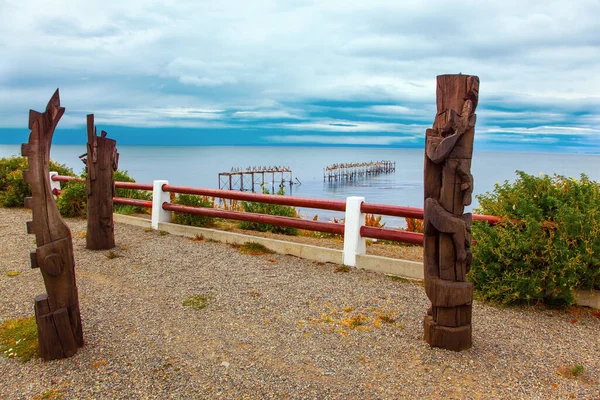 Der Damm Und Die Zerstörte Seebrücke Punta Arenas Magellanstraße Horizont — Stockfoto