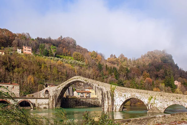 Ponte Della Maddalena Rivier Cercchio Middeleeuwse Brug Met Prachtige Architectuur — Stockfoto