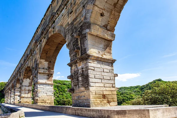 Arche Parfaitement Préservée Aqueduc Pont Gard Est Aqueduc Romain Antique — Photo