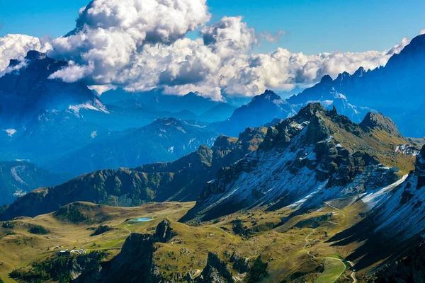 Dolomitas Estrada Alpina Tirol Sul Itália Áustria Passe Pordoi Faz — Fotografia de Stock