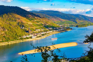 Rhine Castles: Journey into the German Middle Ages. The hills are home to the well groomed vineyards. Romantic castles on the banks of the Rhine.