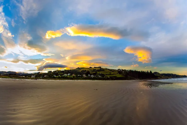 Art Photography New Zealand Pacific Coast Gorgeous Sunset Colors Reflected — Stock Fotó