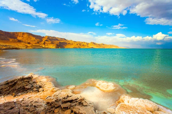 Thunderstorm Israel Legendary Dead Sea Smooth Surface Salty Sea Reflects — Stock Photo, Image