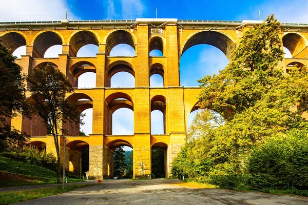 Järnvägsbron Byggdes Mitten 1800 Talet Solig Kall Morgon Oktober Tyskland — Stockfoto