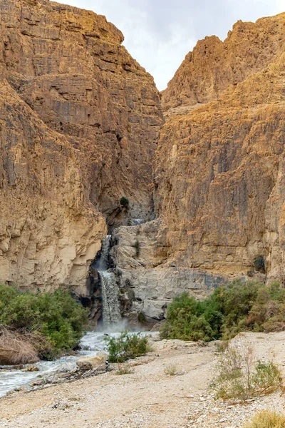 Famous Biblical Stream Kidron Winter Flood Kidron Stream Cold Rainy — Foto Stock