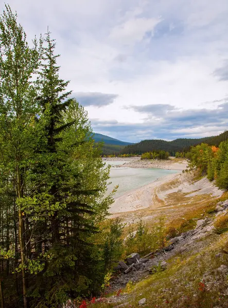 Maligne Lake Jasper Located Canadian Rockies Province Alberta Lake Surrounded — Stockfoto