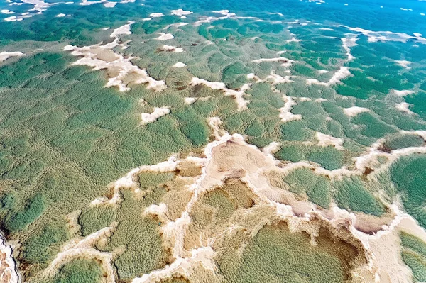Magic Dead Sea Clear Green Water Salty Sea Salt Deposits — стокове фото