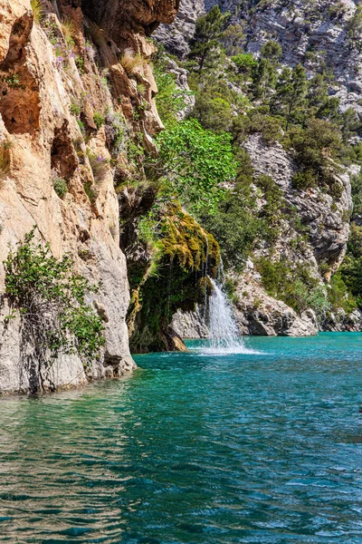 Azure Water Verdon Mountain River Splash Beautifully Gorge Picturesque Waterfall — Stock Photo, Image