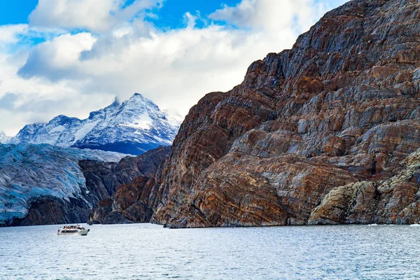 Stora Ice Gray Gray Glacier Blå Glaciär Patagonien Chile Båt — Stockfoto